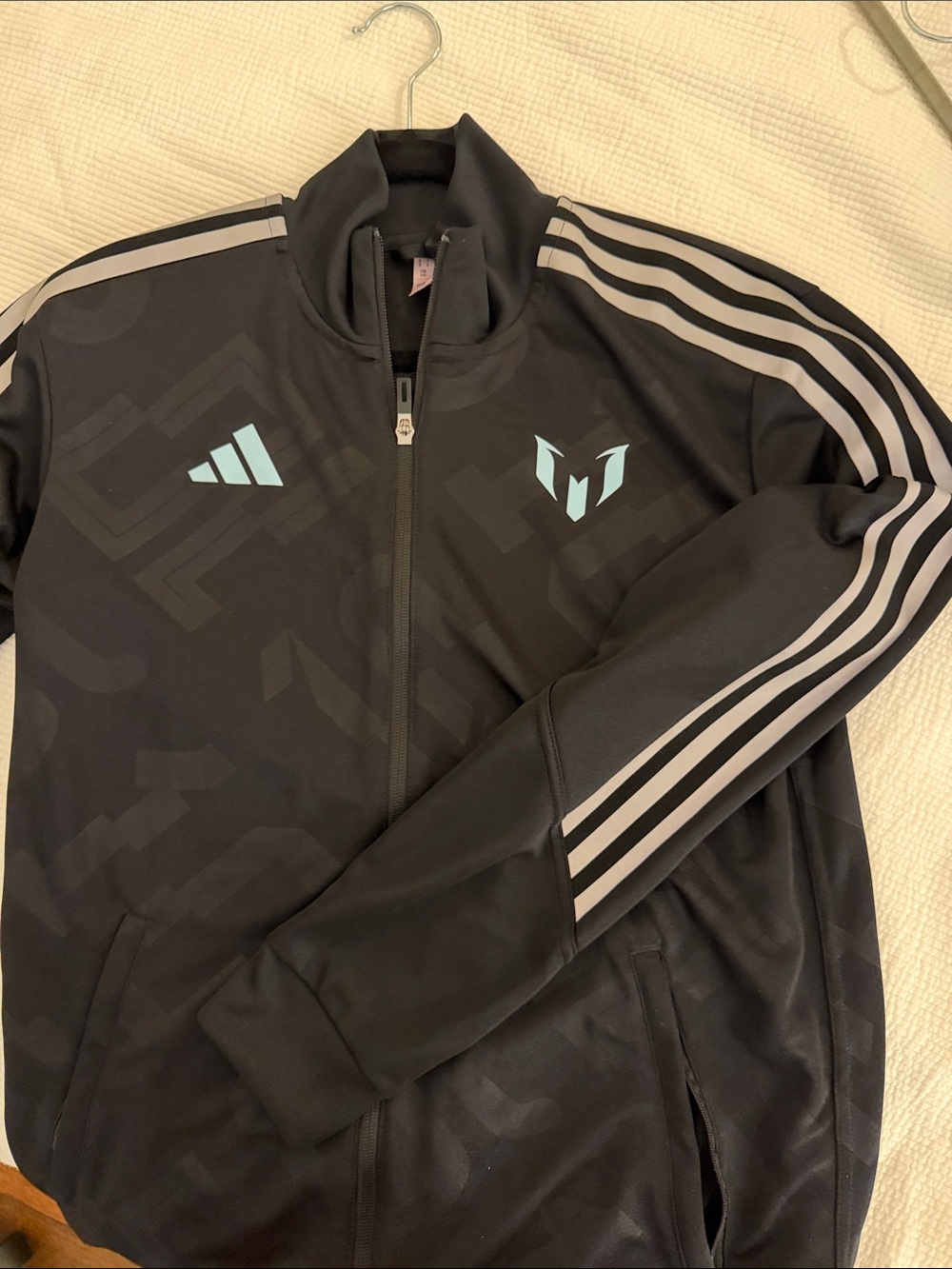 adidas Black Track Jacket with Light Blue Accents